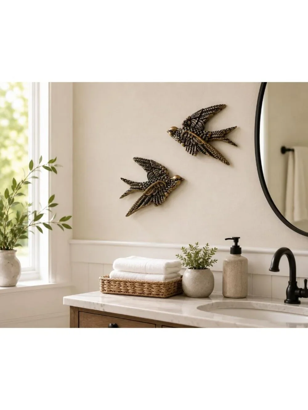 Vintage Swallow Bird Wall Sculpture Set of 2 | Perfect for Home Decor & Gallery